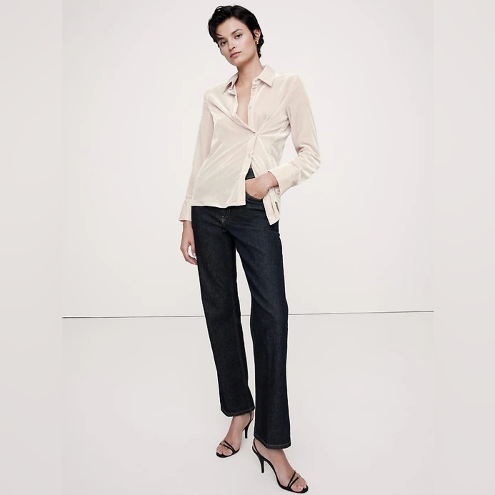 Banana Republic Velvet Asymmetrical Shirt in Prosecco